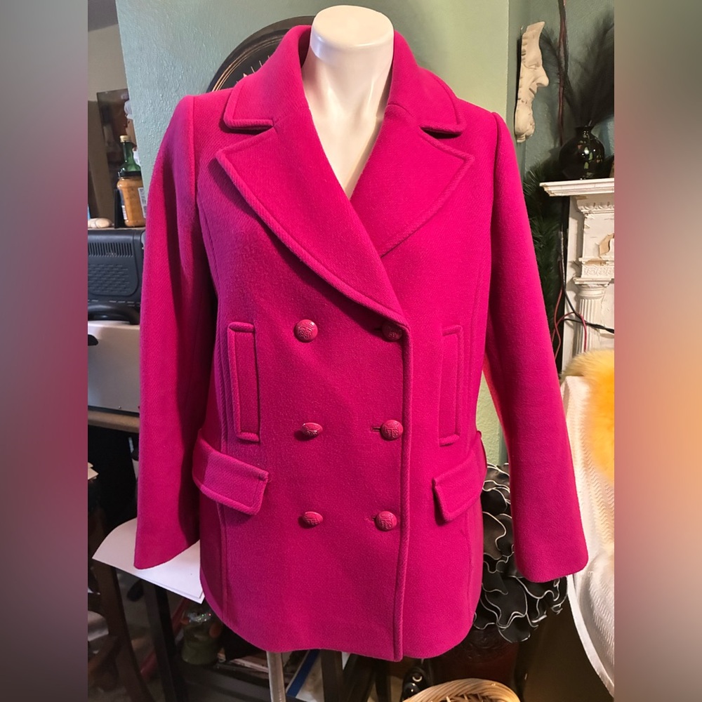 Talbots fuchsia wool Peacoat-Fabric woven in Italy 🇮🇹 Sz 10